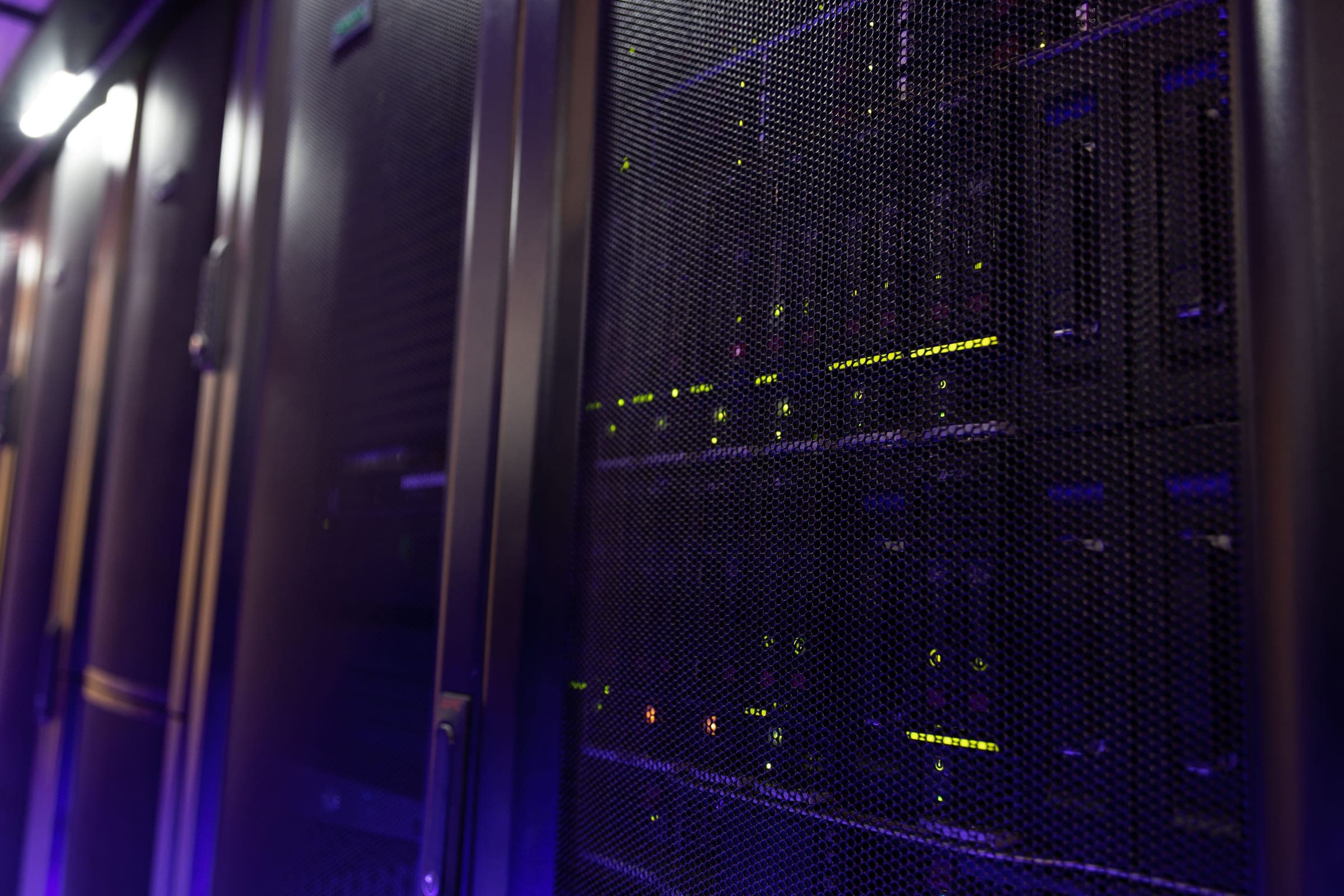 Server rack with status indicators